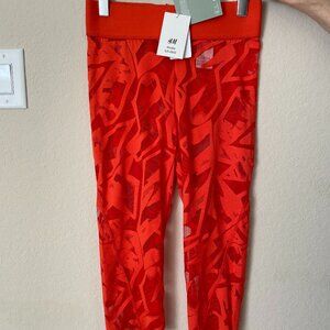 H&M Studio Collections Red Orange Casual Lace Skinny Capri Patterned Leggings M